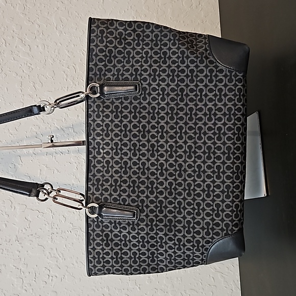 Coach Madison Black Needlepoint Tote #26767 - Picture 1 of 16